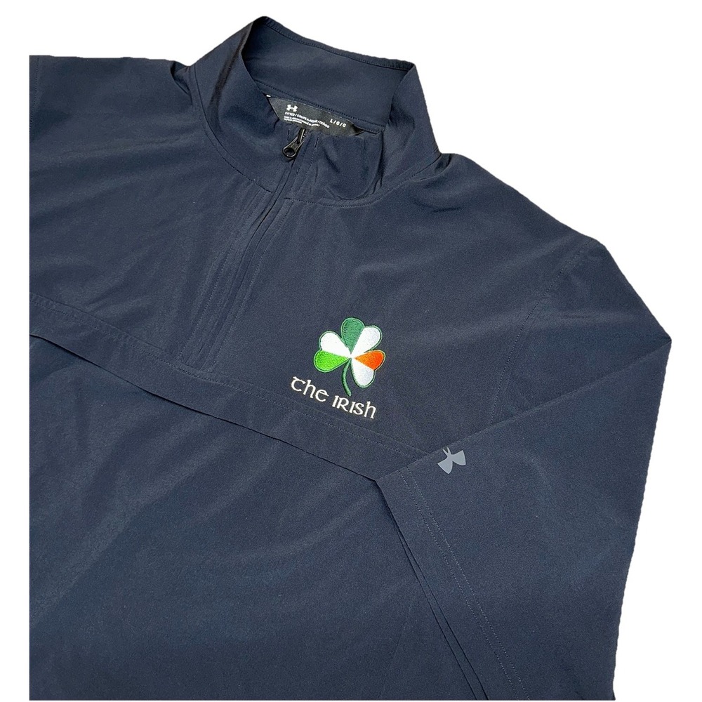 Under Armour Fitted 1/4 Zip Black Short Sleeve Golf Shell Polo Irish '18 Men's L